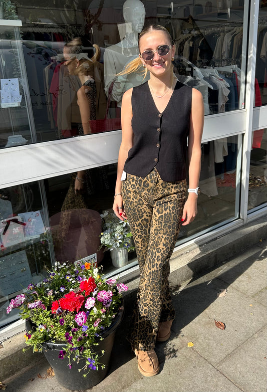 MARTINE Leopard Print Wide Leg Jeans