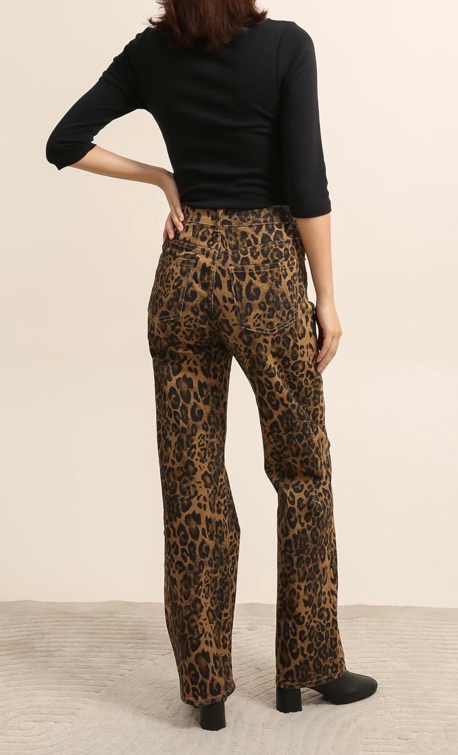 MARTINE Leopard Print Wide Leg Jeans